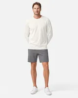 StringKing Men's Pima Jersey Long Sleeve Tee - Sharp Fit, Tofu, Full Front - Human Model - Top of head to Knees