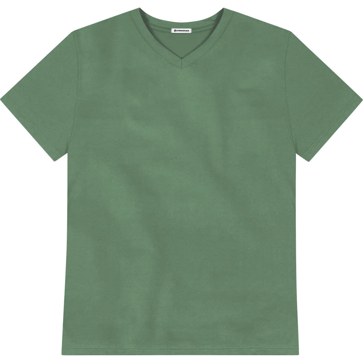 StringKing Men's FlexTech Short Sleeve V-Neck T-Shirt - Relaxed Fit, Green, Front