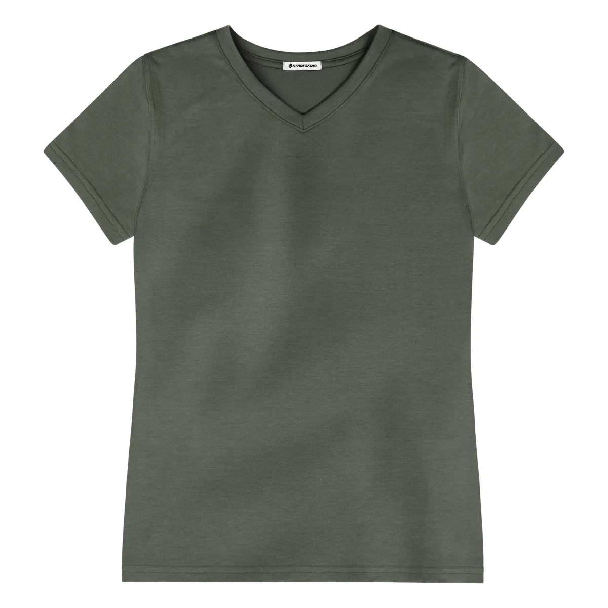 StringKing Women's FlexStyle Short Sleeve V-Neck T-Shirt - Sharp Fit, Thyme, Front