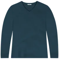 StringKing Women's Pima Jersey Long Sleeve V-Neck Tee - Sharp Fit, Navy, Front