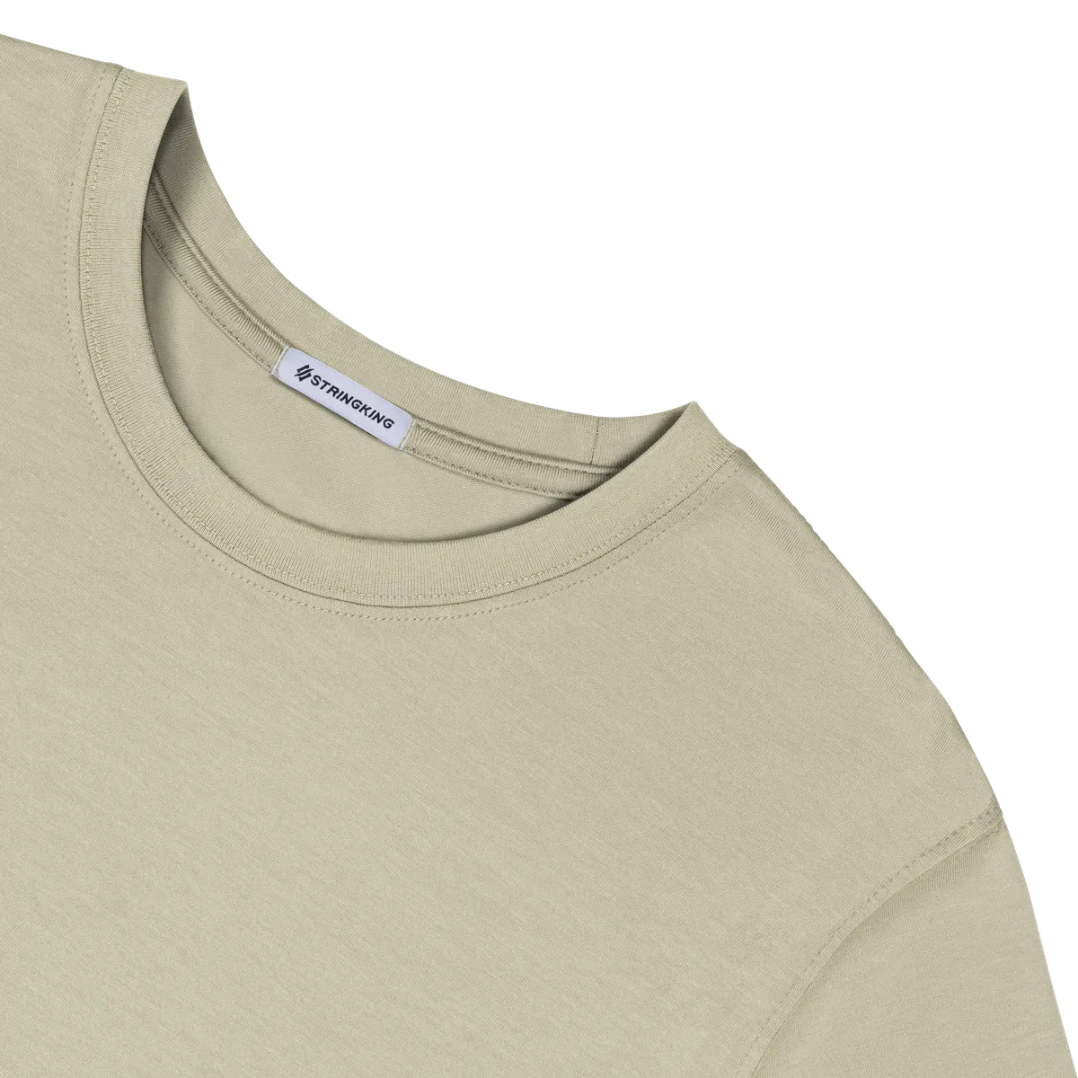StringKing Men's Pima Cotton Short Sleeve Crewneck T-Shirt - Sharp Fit, Khaki Green, Detail