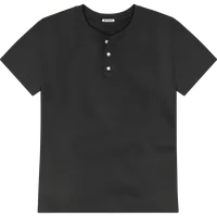 StringKing Men's Pima Jersey Short Sleeve Henley - Relaxed Fit, Black, Front