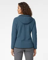 StringKing Women's Polartec Fleece Quarter Zip Hoodie with Pockets - Relaxed Fit, Indian Teal, Full Back - Human Model - Top of head to Mid-thigh