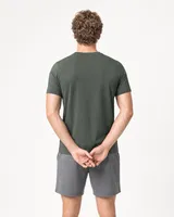 StringKing Men's Pima Jersey Tee - Sharp Fit, Moss, Full Back - Human Model - Top of head to Mid-thigh