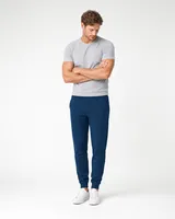 StringKing Men's StayWarm Joggers - Sharp Fit, Navy Blue, Full Front Angle - Human Model