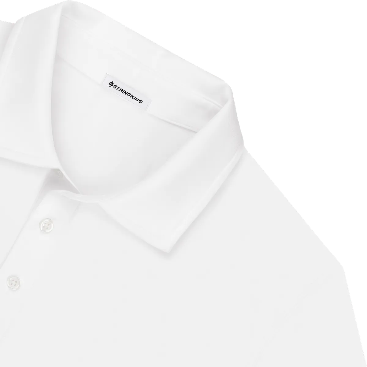 StringKing Men's FlexTech Short Sleeve Polo - Sharp Fit, White, Detail