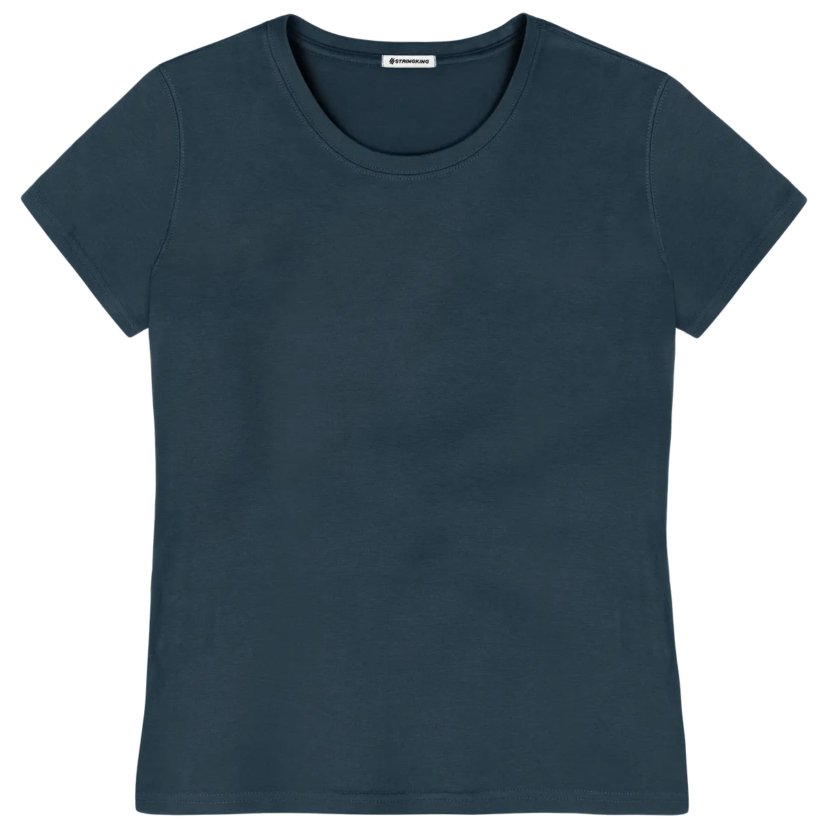StringKing Women's Pima Cotton Short Sleeve Crewneck T-Shirt - Relaxed Fit, Navy, Front