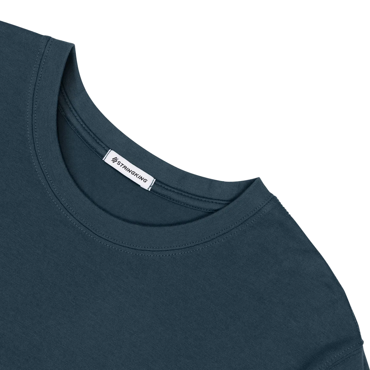 StringKing Men's Pima Cotton Short Sleeve Crewneck T-Shirt - Relaxed Fit, Navy, Detail