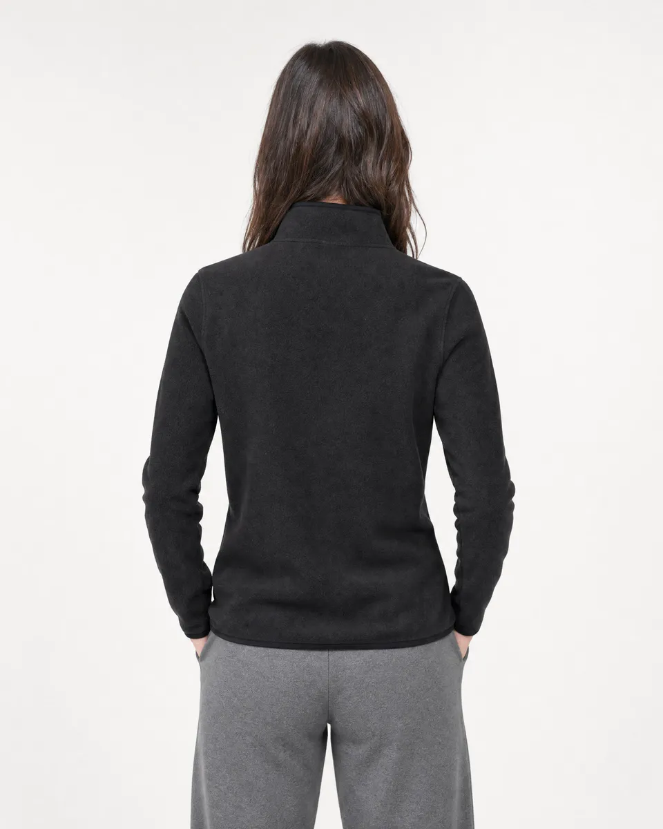 StringKing Women's Polartec Fleece Quarter Zip - Sharp Fit, Meteorite, Full Back - Human Model - Top of head to Mid-thigh