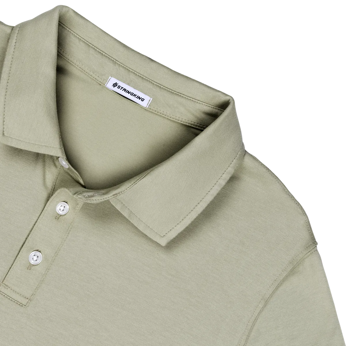 StringKing Men's Pima Cotton Long Sleeve Polo - Sharp Fit, Khaki Green, Detail