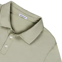 StringKing Men's Pima Cotton Long Sleeve Polo - Sharp Fit, Khaki Green, Detail