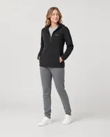 StringKing Women's Polartec Fleece Quarter Zip Hoodie with Pockets - Sharp Fit, Meteorite, Collar Shoulder - Human Model