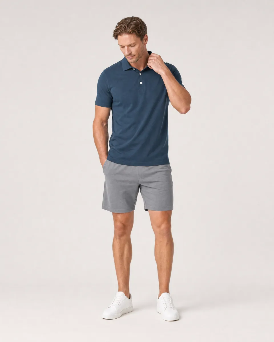 StringKing Men's Pima Jersey Classic Polo, Collar Shoulder - Human Model
