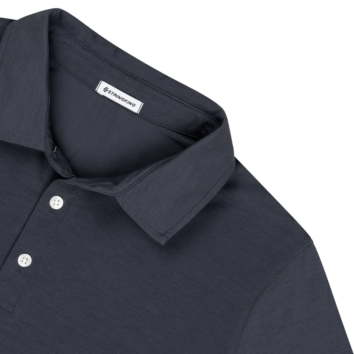 StringKing Men's FlexStyle Long Sleeve Polo - Relaxed Fit, India Ink, Detail