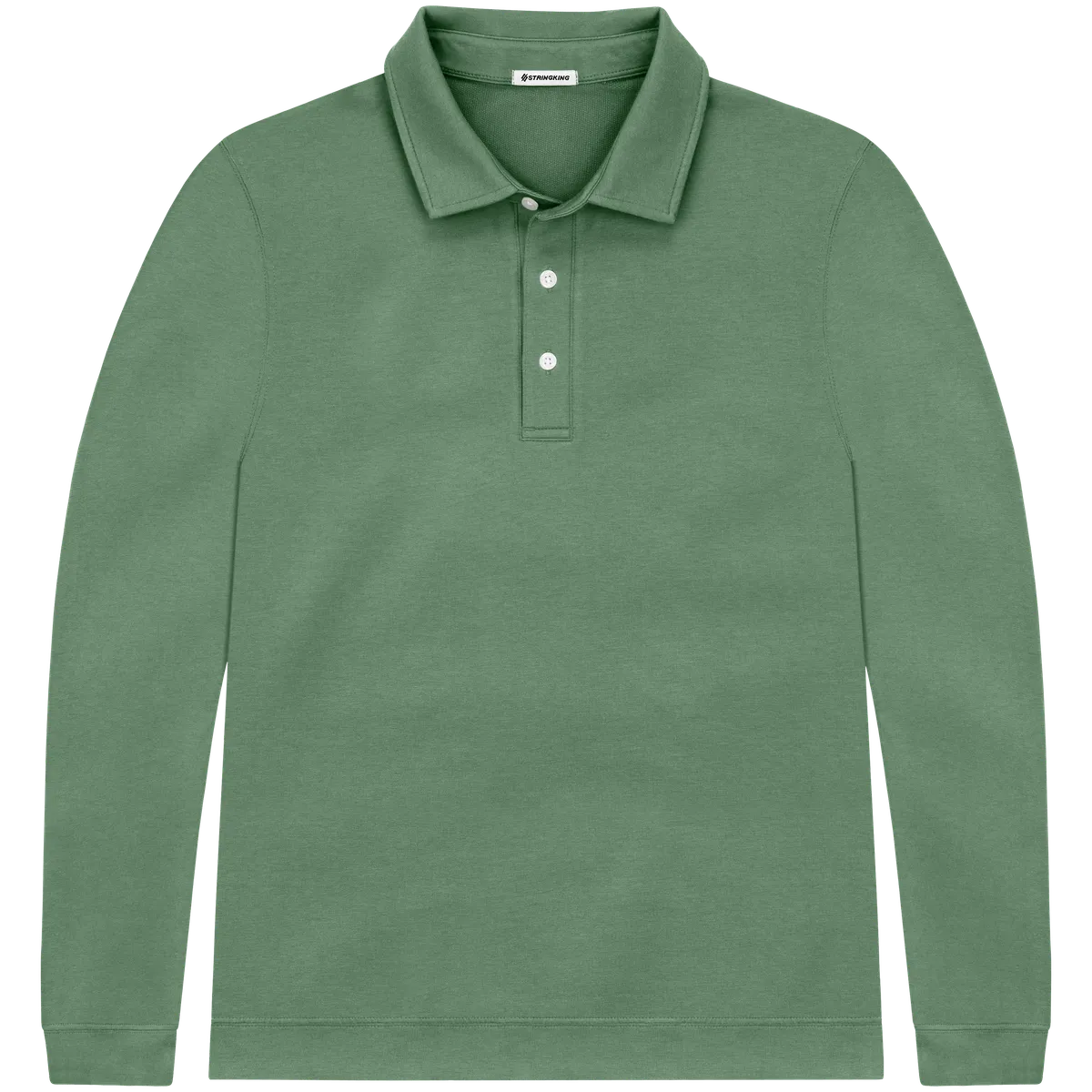 StringKing Men's Pima Cotton Polo Sweatshirt - Sharp Fit, Green, Front