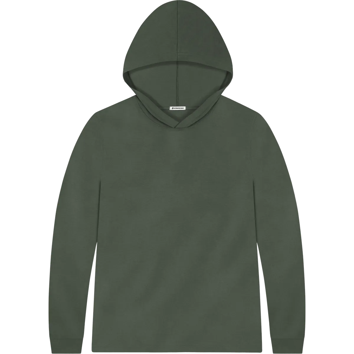 StringKing Men's Pima Jersey Hoodie - Sharp Fit, Moss, Front
