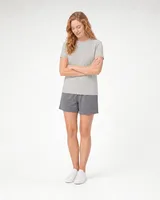 StringKing Women's Pima Terry Tee - Sharp Fit, Moonstruck, Full Front Angle - Human Model