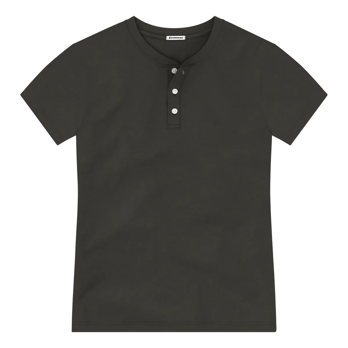 StringKing Men's Pima Jersey Short Sleeve Henley - Sharp Fit, Peat, Front