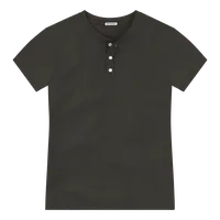 StringKing Men's Pima Jersey Short Sleeve Henley - Sharp Fit, Peat, Front