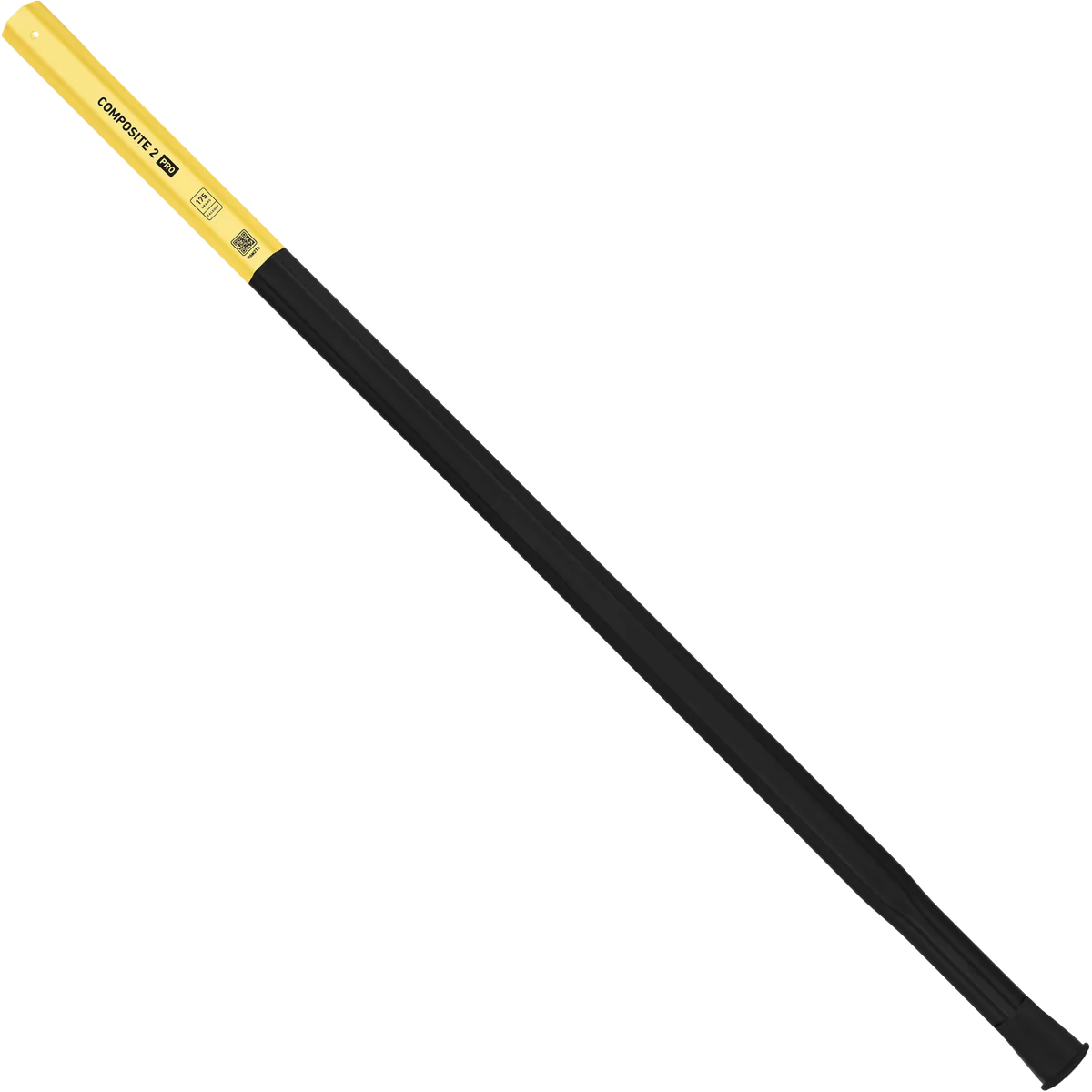 StringKing Composite 2 Pro Faceoff Bottom Lever - 175 Grams, Black / Yellow, Full Length, Angled, Left Side, With Butt End