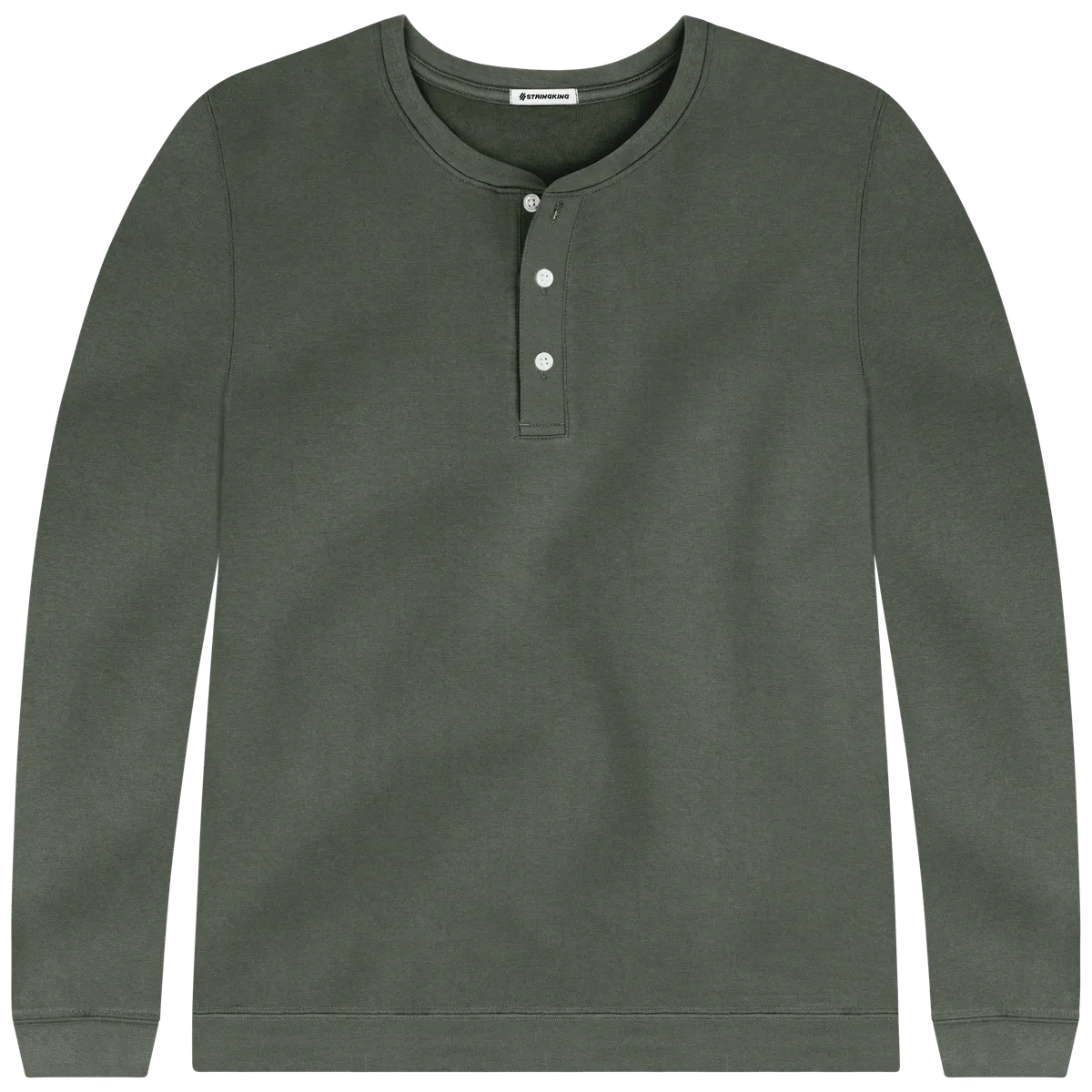 StringKing Men's Pima Cotton Henley Sweatshirt - Sharp Fit, Moss, Front