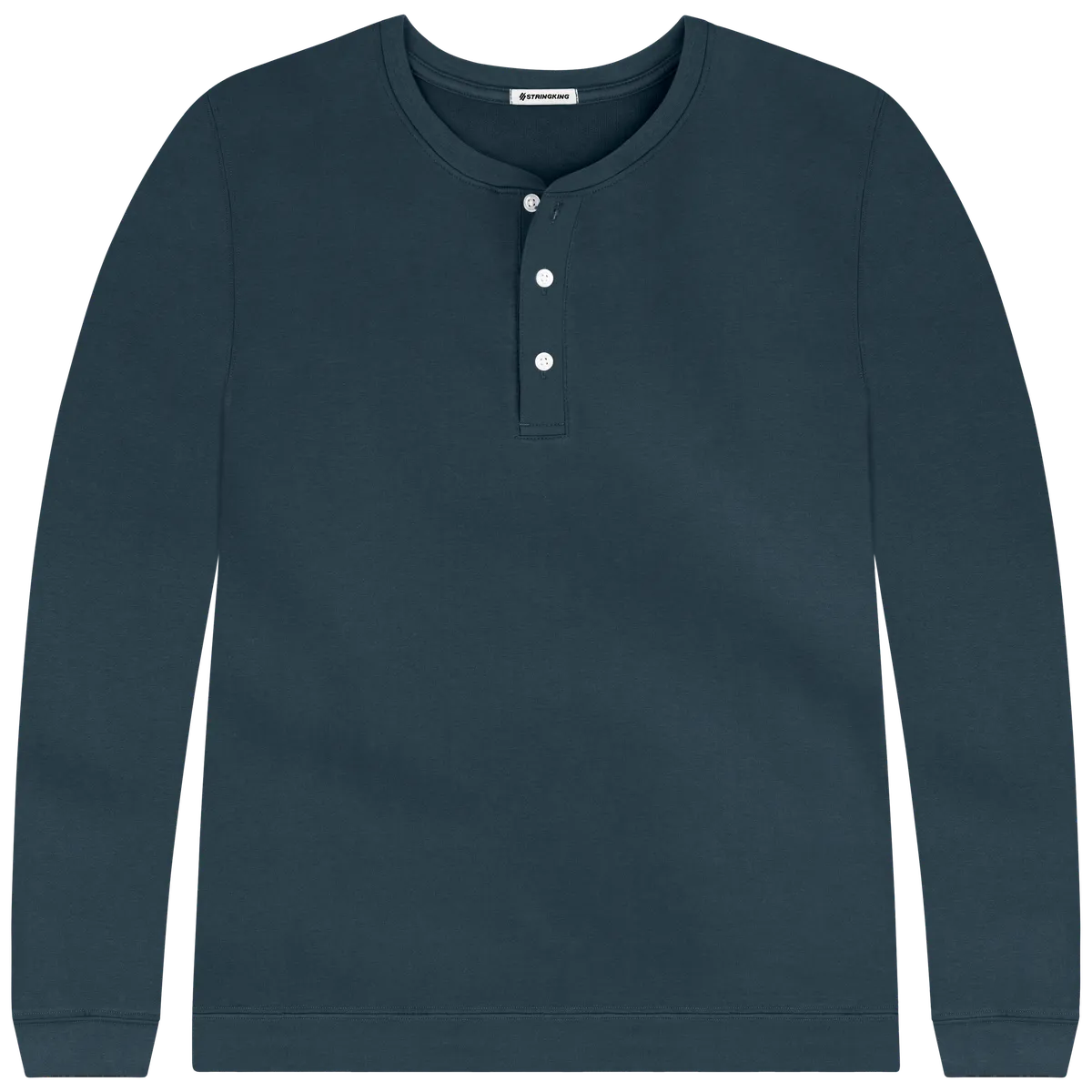 StringKing Men's Pima Cotton Henley Sweatshirt - Sharp Fit, Navy, Front