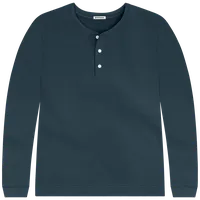 StringKing Men's Pima Cotton Henley Sweatshirt - Sharp Fit, Navy, Front