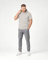 StringKing Men's Pima Terry Short Sleeve Hoodie - Relaxed Fit, Moonstruck, Collar Shoulder - Human Model