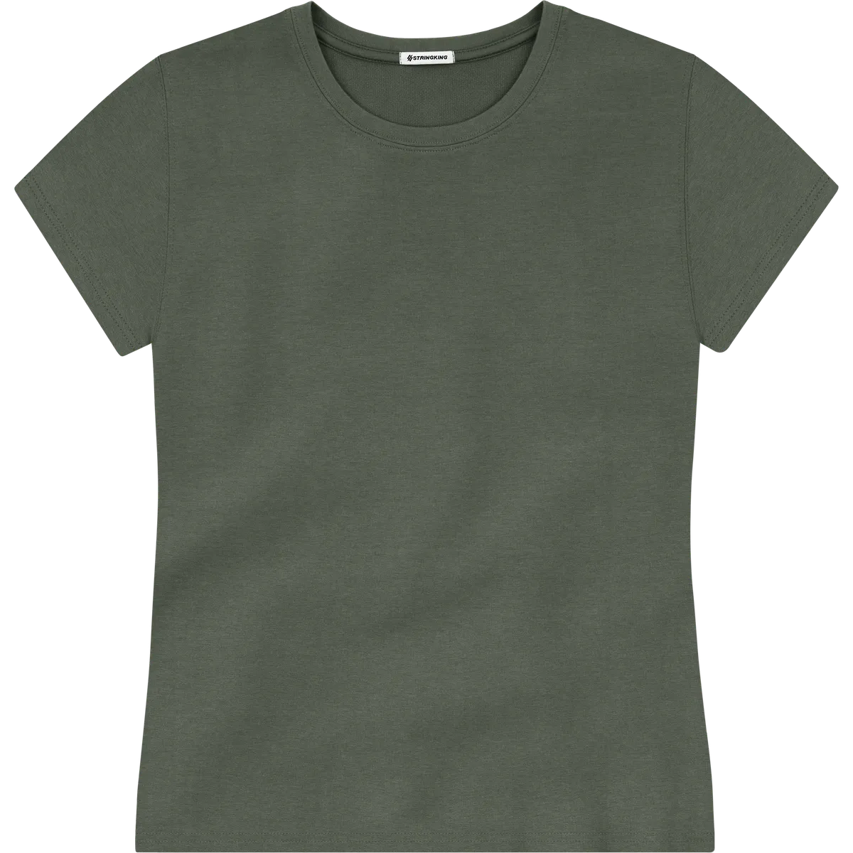StringKing Women's Heavy Pima Cotton T-Shirt - Relaxed Fit, Moss, Front