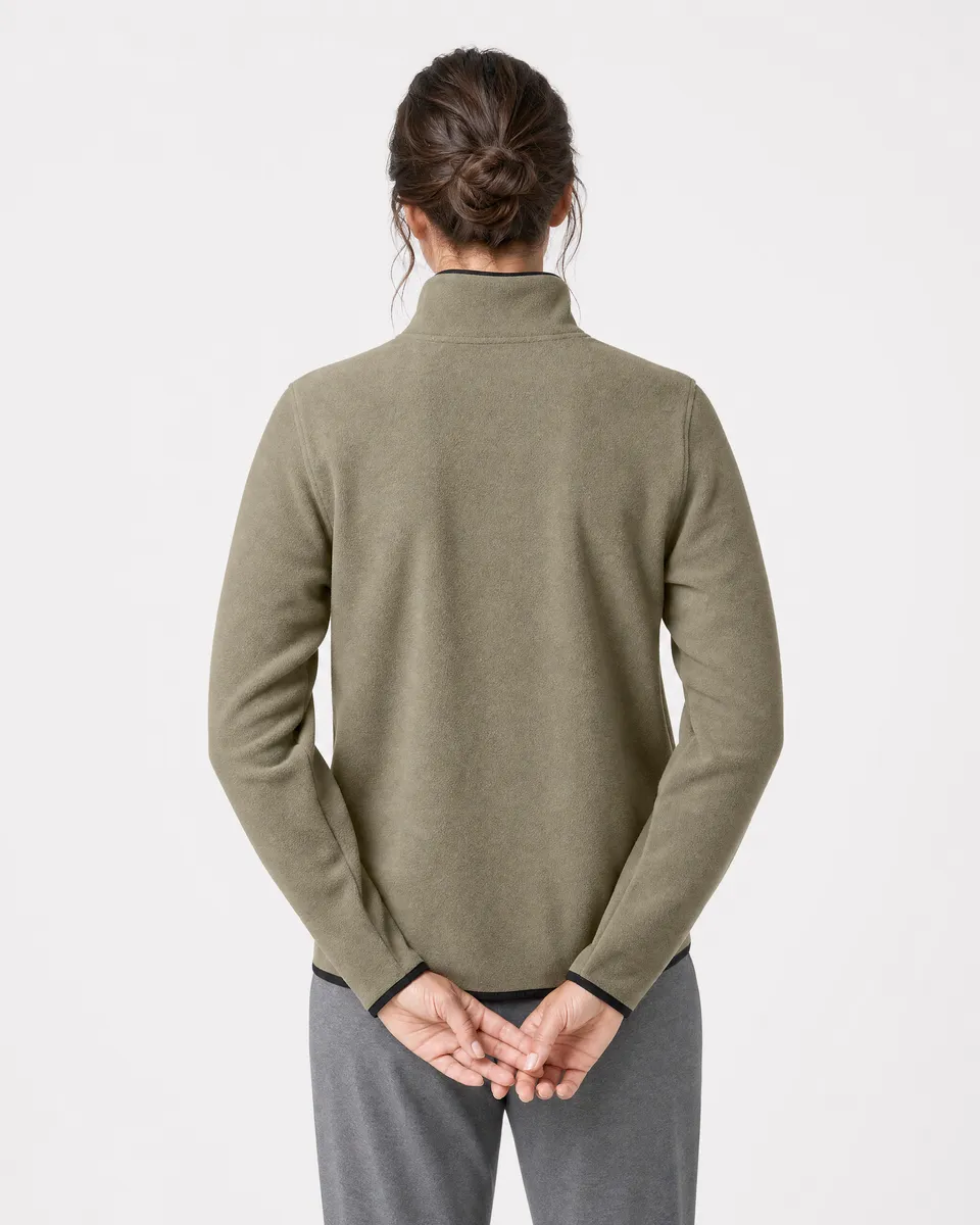 StringKing Women's Polartec Fleece Quarter Zip - Relaxed Fit, Mermaid, Full Back - Human Model - Top of head to Mid-thigh