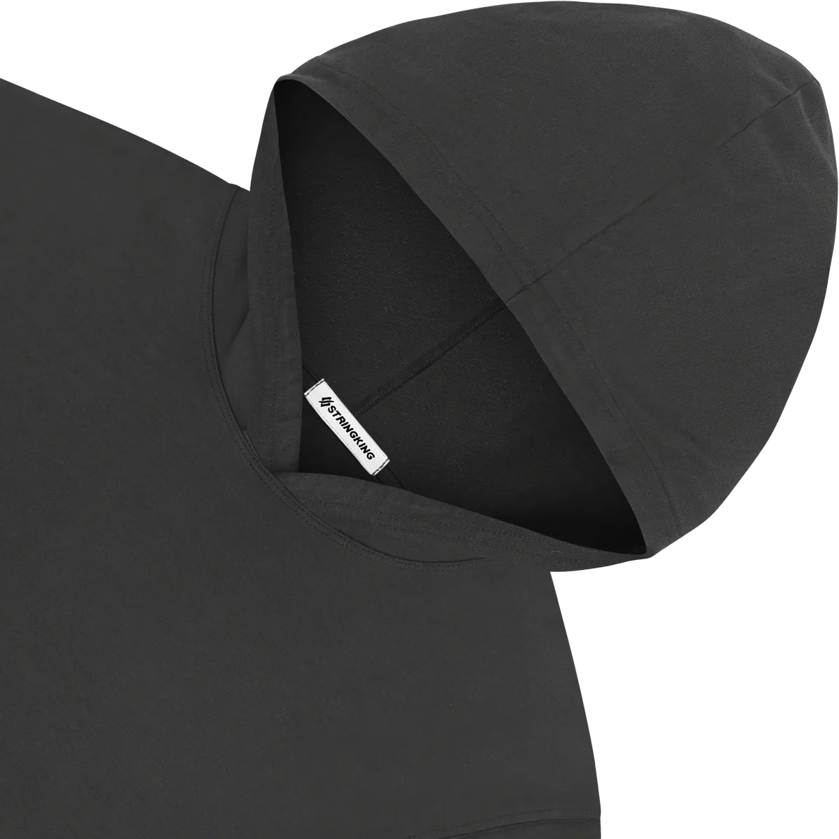 StringKing Men's Pima Jersey Hoodie - Relaxed Fit, Black, Detail