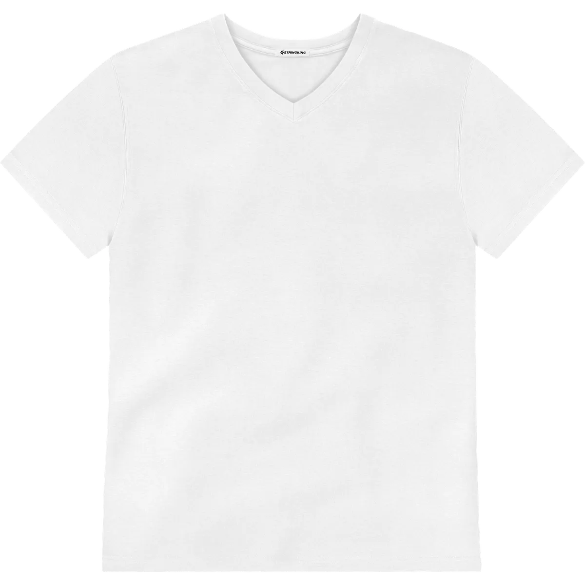 StringKing Men's Pima Jersey V-Neck Tee - Relaxed Fit, White, Front