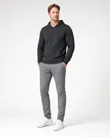 StringKing Men's StayWarm Hoodie - Relaxed Fit, Black, Full Front - Human Model - Top of head to Knees