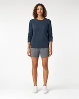 StringKing Women's Pima Terry Long Sleeve Tee - Relaxed Fit, Navy, Full Front - Human Model