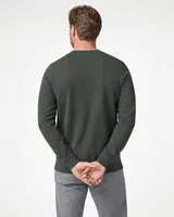 StringKing Men's Pima Terry Henley - Relaxed Fit, Moss, Full Back - Human Model - Top of head to Mid-thigh