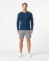 StringKing Men's StayWarm Long Sleeve Tee - Sharp Fit, Navy Blue, Full Front - Human Model