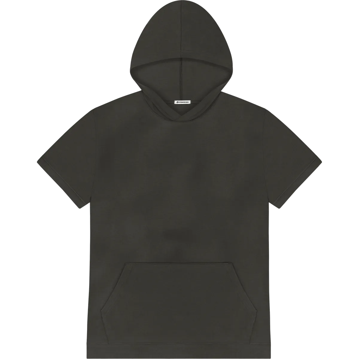 StringKing Men's Pima Terry Short Sleeve Hoodie - Relaxed Fit, Peat, Front