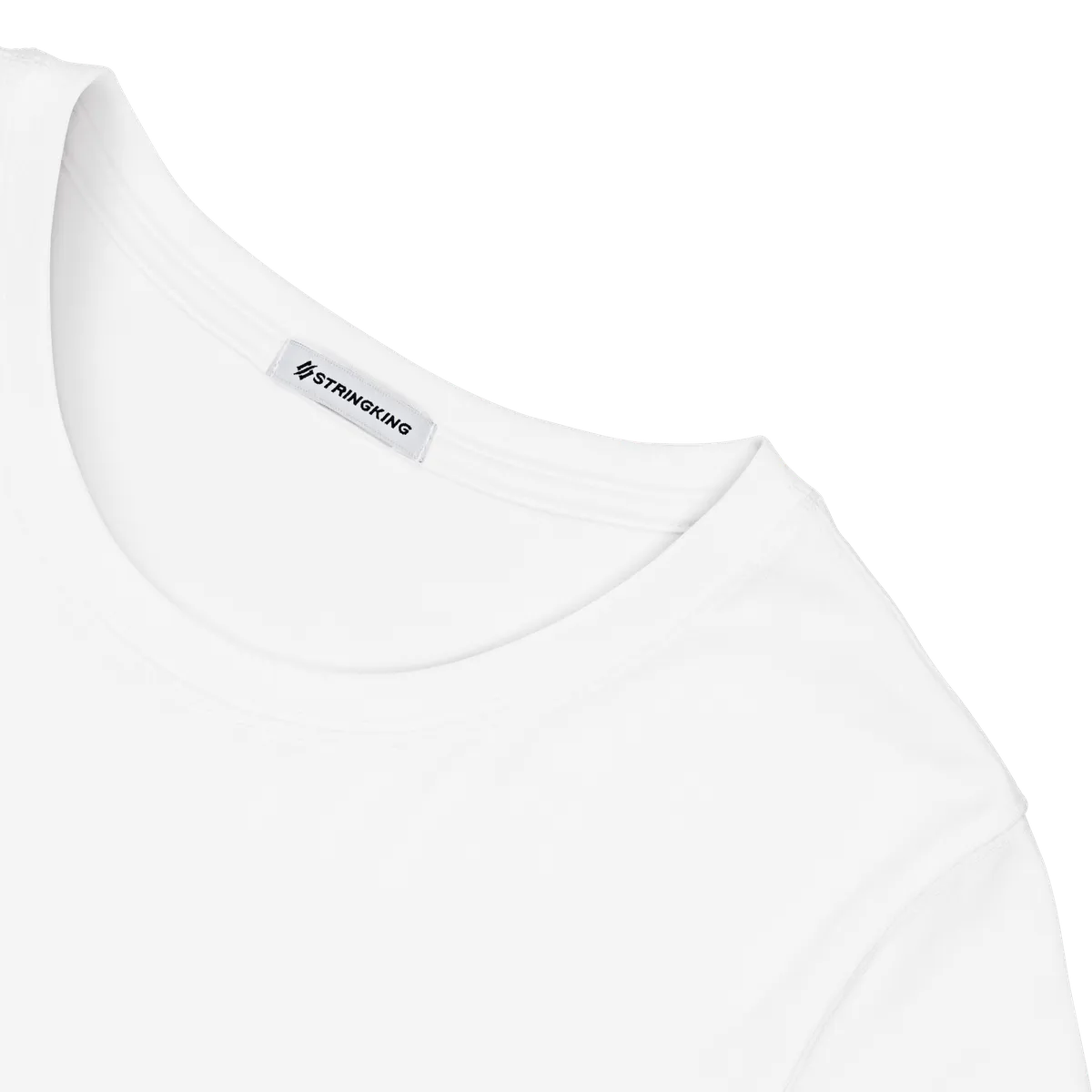 StringKing Women's Pima Cotton Long Sleeve Crewneck T-Shirt - Relaxed Fit, White, Detail