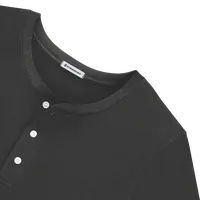 StringKing Men's Pima Cotton Henley Sweatshirt - Relaxed Fit, Black, Detail