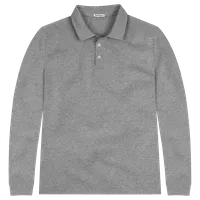 StringKing Men's Pima Cotton Long Sleeve Polo - Sharp Fit, Heather Gray, Front