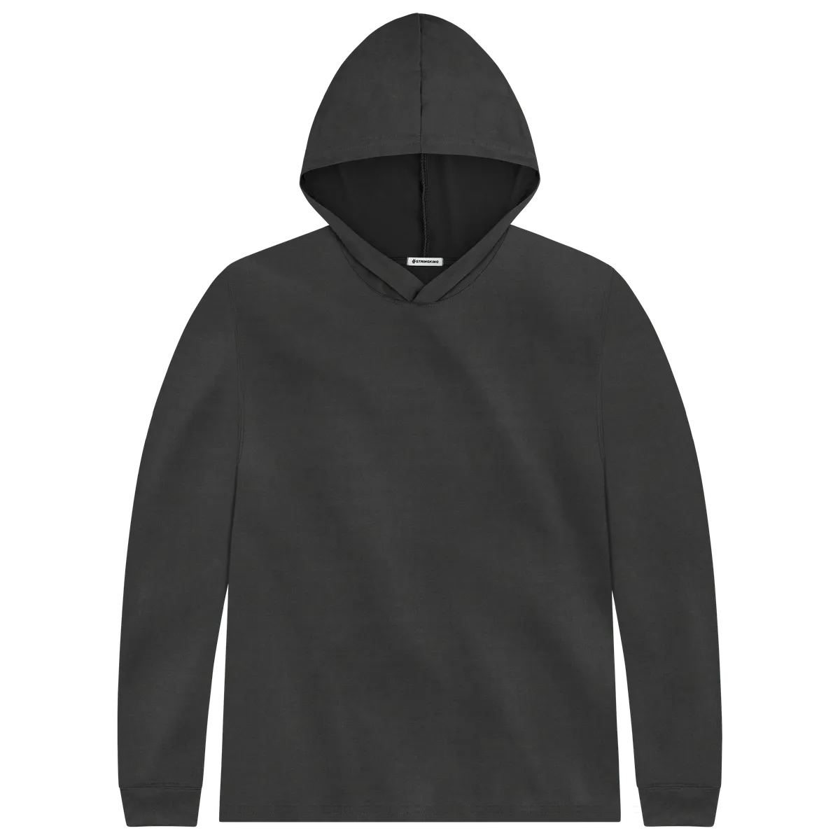 StringKing Men's FlexTech Lightweight Hoodie - Relaxed Fit, Black, Front