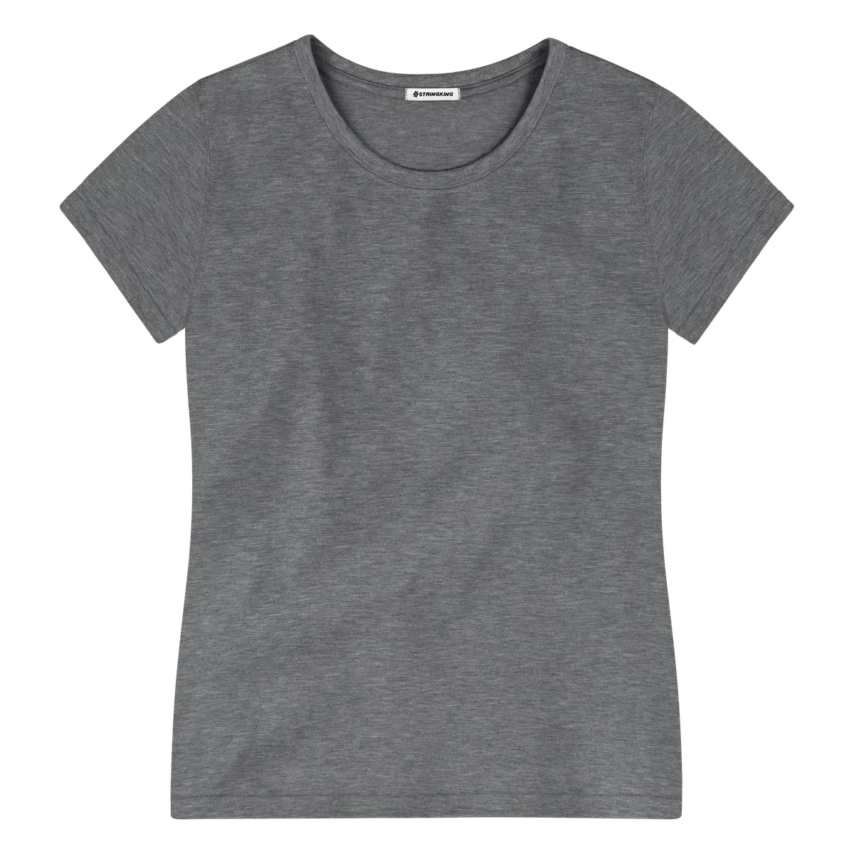 StringKing Women's FlexStyle Short Sleeve Crewneck T-Shirt - Sharp Fit, Heather Gray, Front