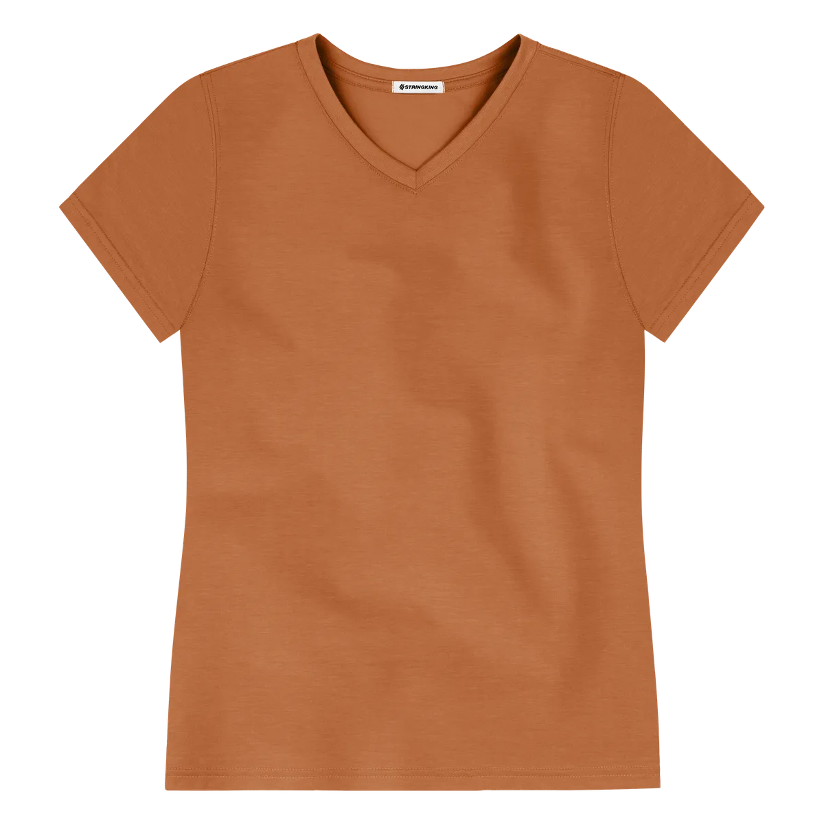 StringKing Women's FlexStyle Short Sleeve V-Neck T-Shirt - Sharp Fit, Bombay Brown, Front