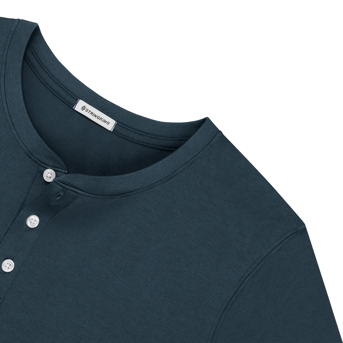 StringKing Men's Pima Cotton Short Sleeve Henley - Sharp Fit, Navy, Detail