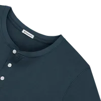 StringKing Men's Pima Cotton Short Sleeve Henley - Sharp Fit, Navy, Detail