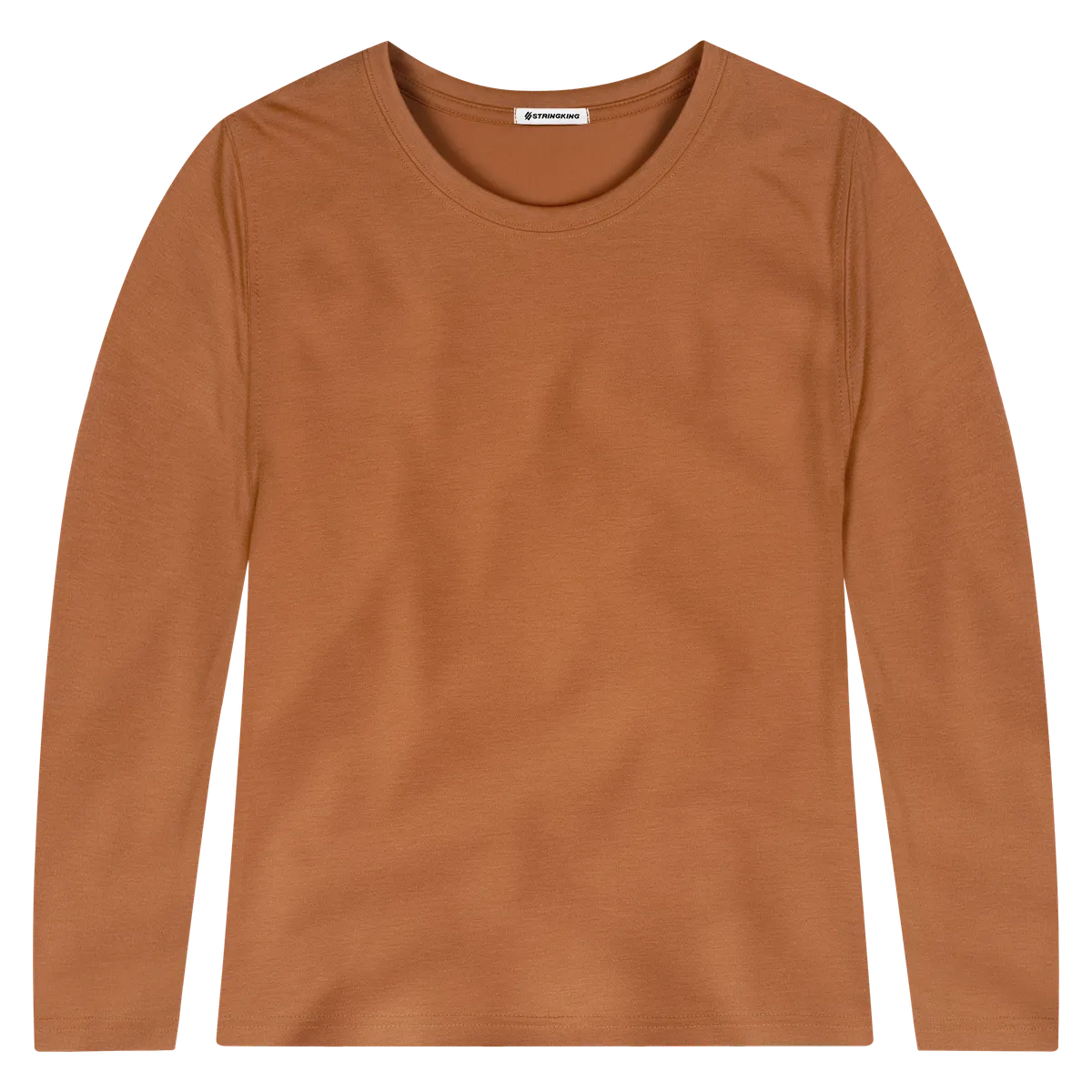 StringKing Women's FlexStyle Long Sleeve Crewneck T-Shirt - Sharp Fit, Bombay Brown, Front