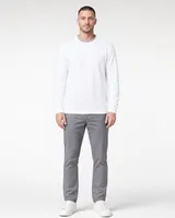 StringKing Men's Pima Terry Crew Sweater - Relaxed Fit, White, Full Front - Human Model - Top of head to Knees