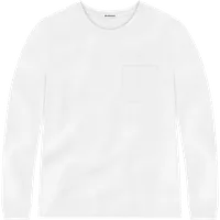 StringKing Men's Pima Jersey Long Sleeve Pocket Tee - Sharp Fit, White, Front