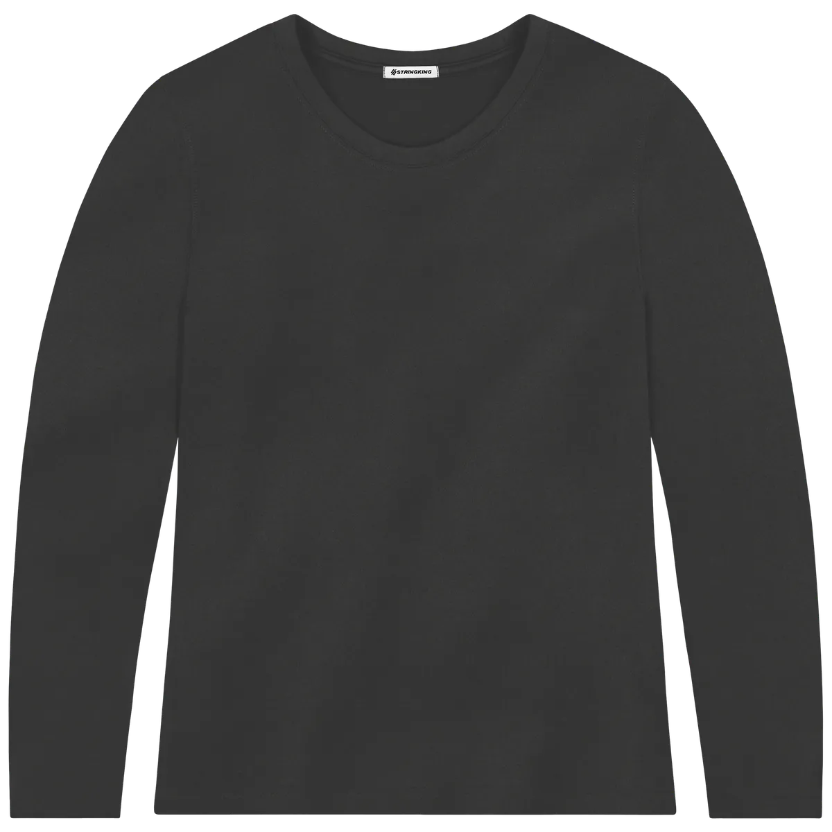 StringKing Women's FlexTech Long Sleeve Crewneck T-Shirt - Sharp Fit, Black, Front