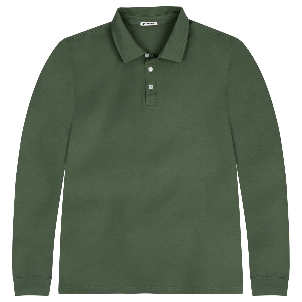StringKing Men's Pima Cotton Long Sleeve Polo - Sharp Fit, Green, Front